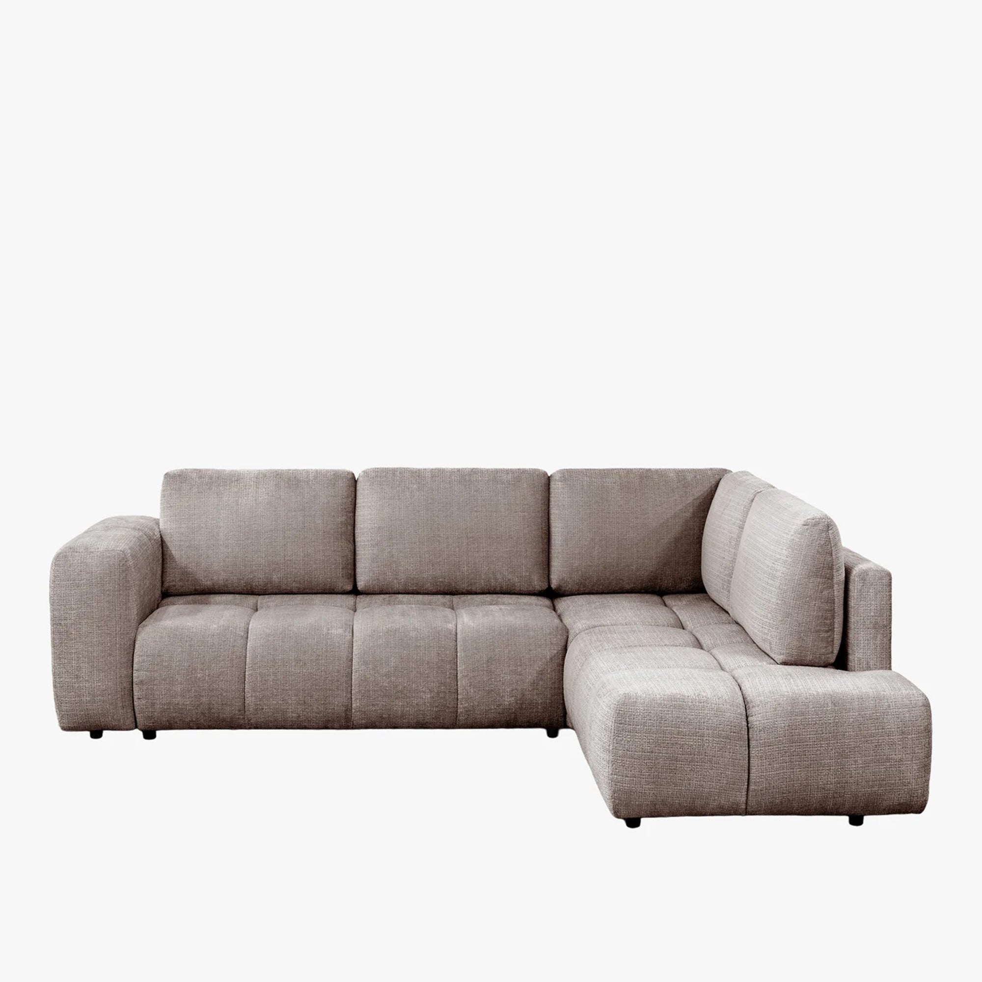 Fany Canapé D'Angle Convertible En Tissu Taupe - Angle Droit