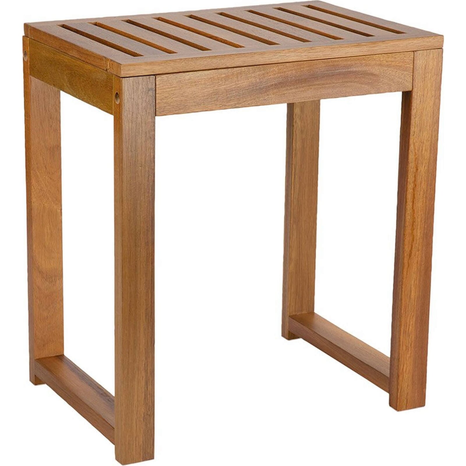 Tabouret De Salle De Bain En Bois D'Acacia Finition Laquée - Bois Naturel Acacia Clair