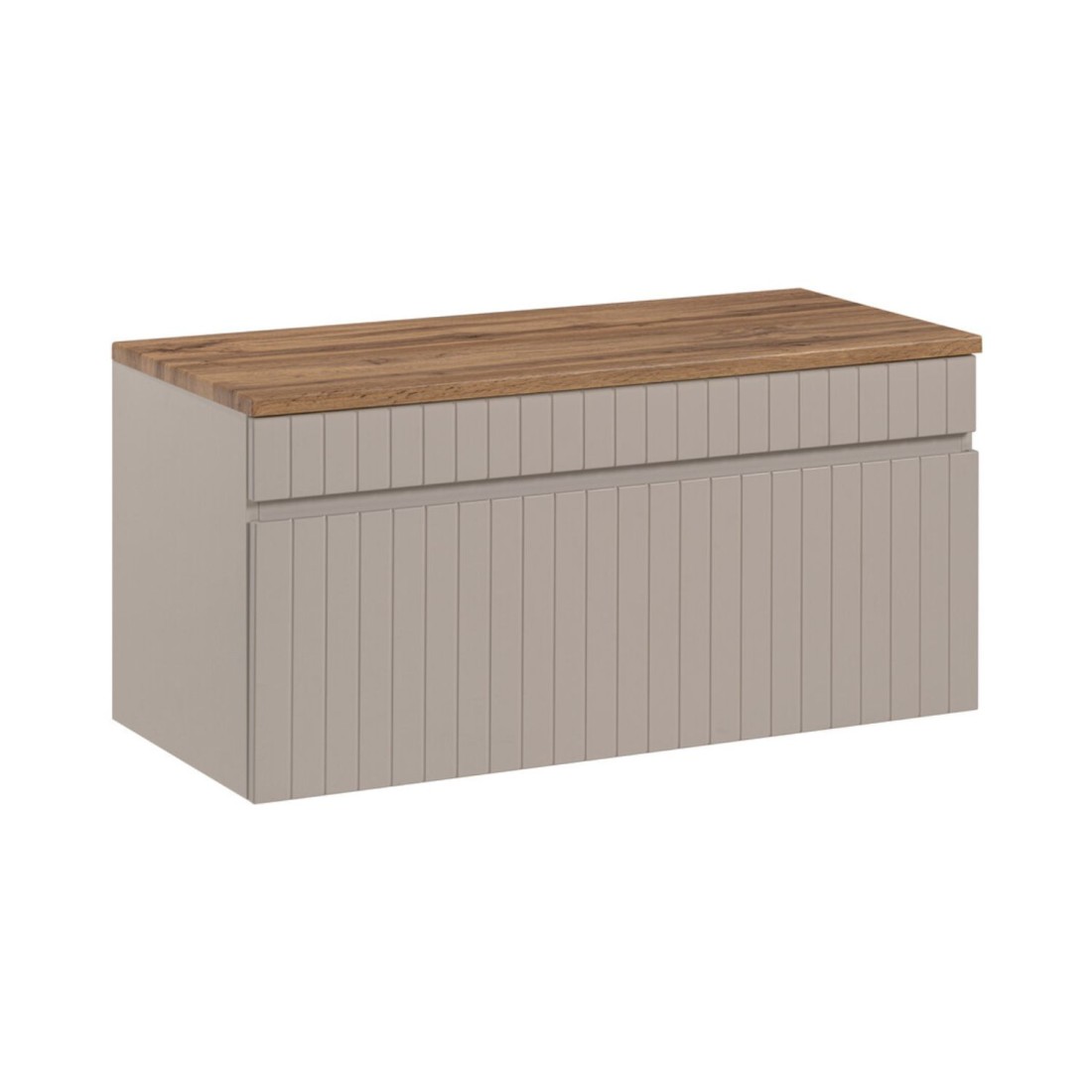Ensemble De Salle De Bain Icon: Meuble Sous Vasque 100cm Cachemire + Plan Pour Vasque Aspect Bois