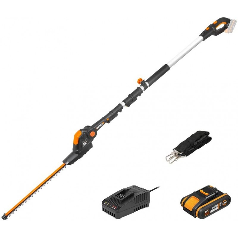 Worx - Taille-haie Sans Fil 20v Wg252e - Lame 45 Cm Affûtée Laser - Capacité De Coupe 16 Mm - Hauteur De Travail Jusqu'à 3,6 M