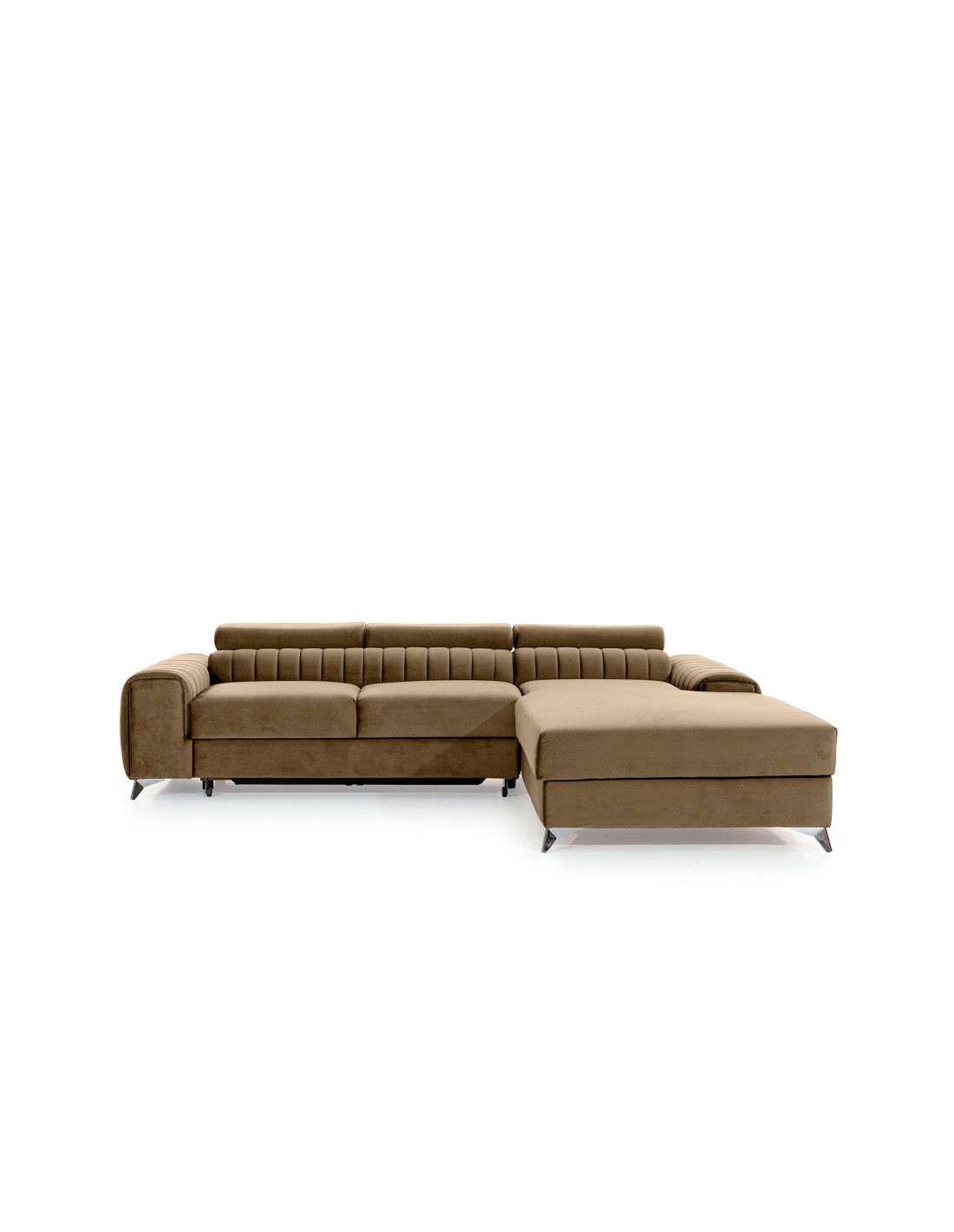 Canapé D'Angle Droit Marron Clair Convertible 3 Places Jayson Convertible 3 Places