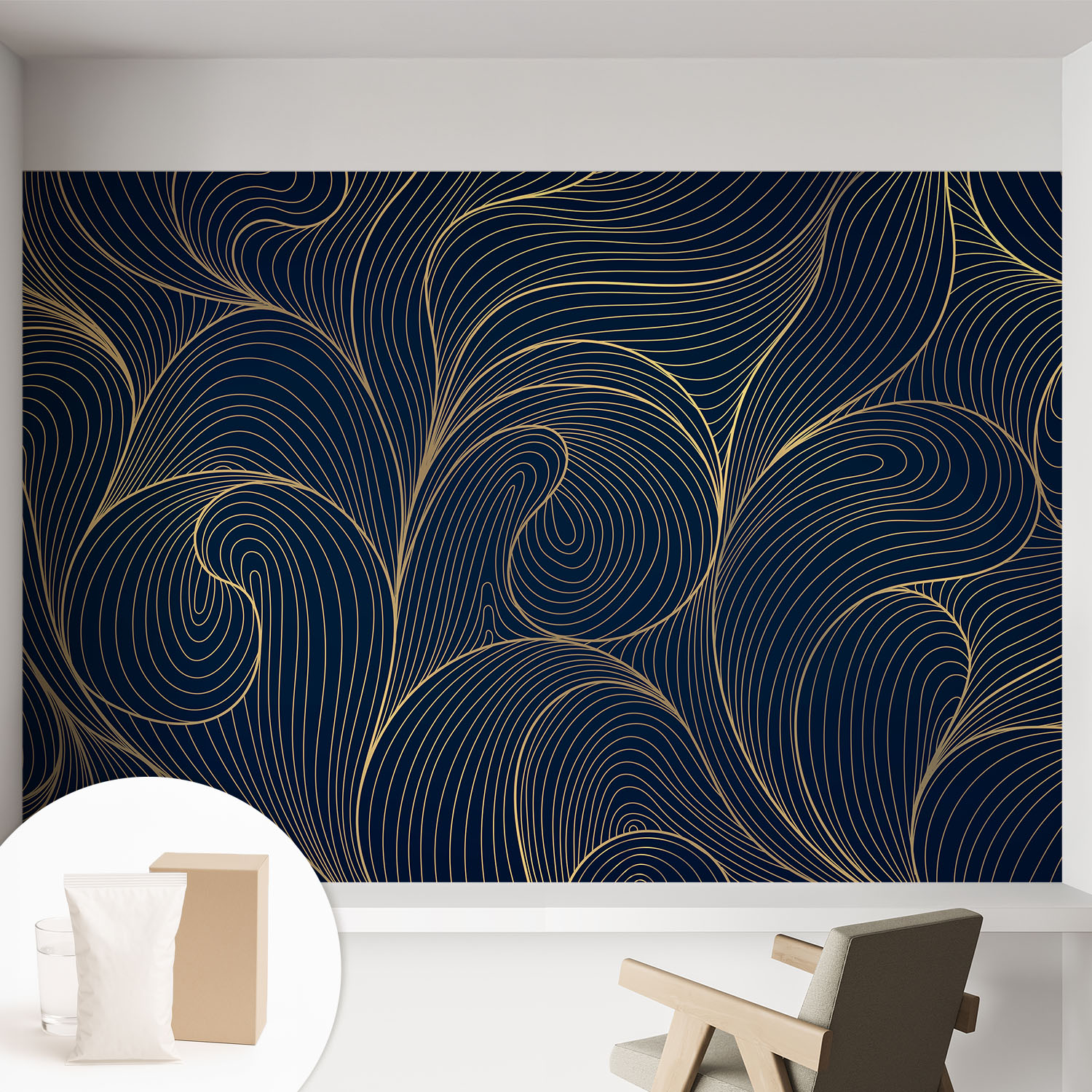 Papier Peint Intissé Décoratif Avec Colle Pour Salon Chambre Et Bureau Installation Rapide Motif Ondulé 152x104 Cm
