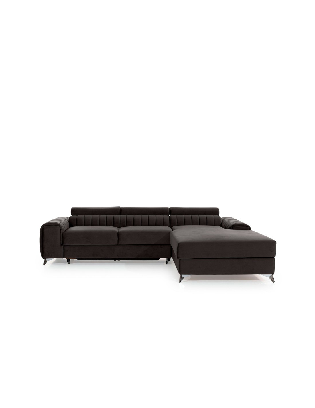 Canapé D'Angle Droit Gris Foncé Convertible 3 Places Jayson Design Contemporain