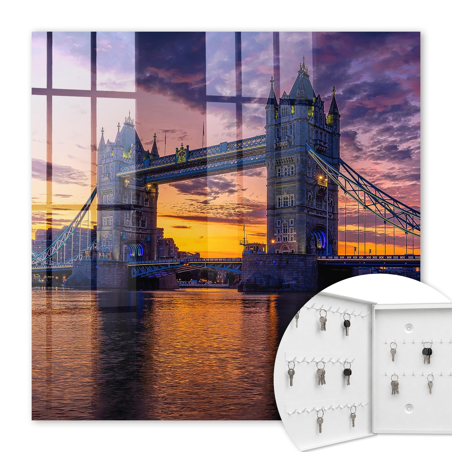 Armoire À Clés - (30 Cm X 30 Cm) - Boîte À Clés Murale - Coffret De Rangement Pour Clés - Couleur Blanche - Ouverture Vers La Gauche - Pour Maison Et Bureau - Une Vue Magique
