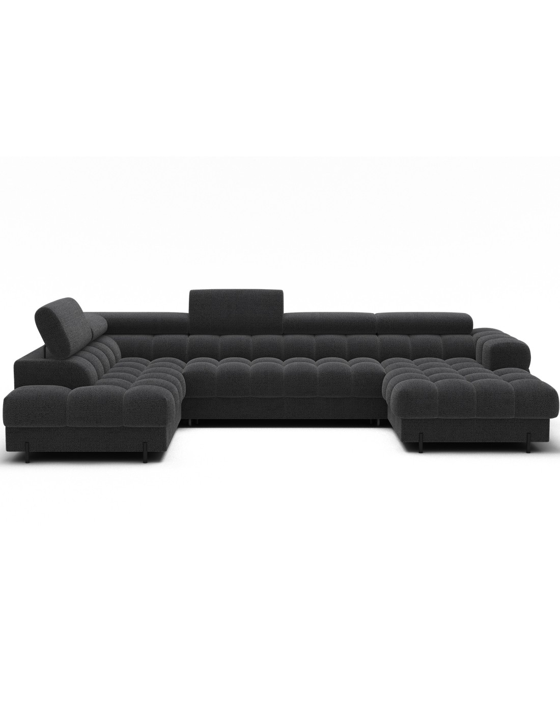 Canapé Panoramique Convertible Gris Foncé Angle Gauche Feraria 358x93x202cm