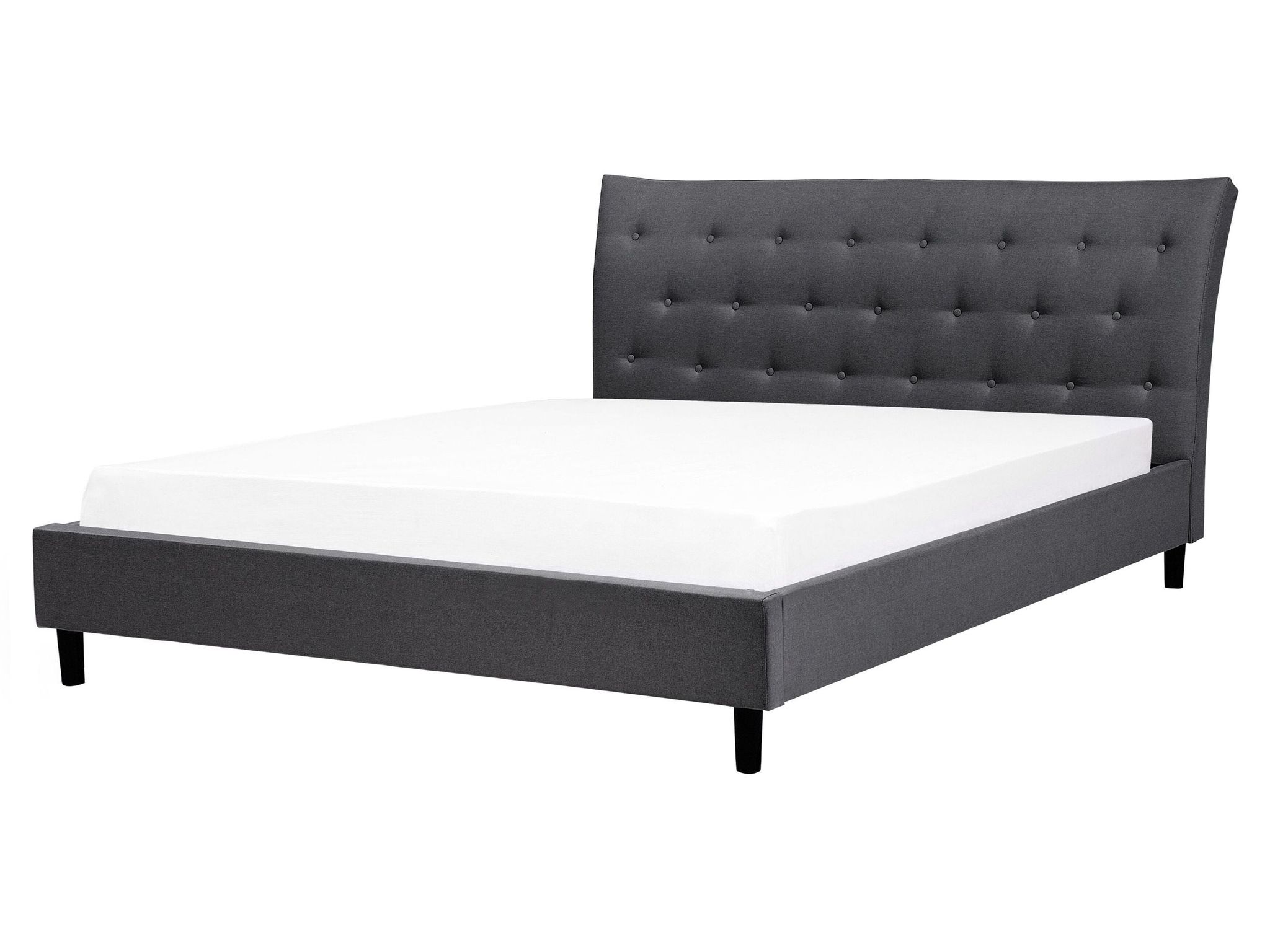 Beliani - Sommier Et Cadre De Lit Double 160 X 200 Cm En Tissu Gris Foncé Clouté Saverne