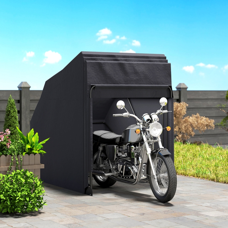 Redom Abri Moto 345x135x191 Cm, Design Rétractable Et Ventilé, Protection Eau Poussière Uv, Tissu Oxford Noir