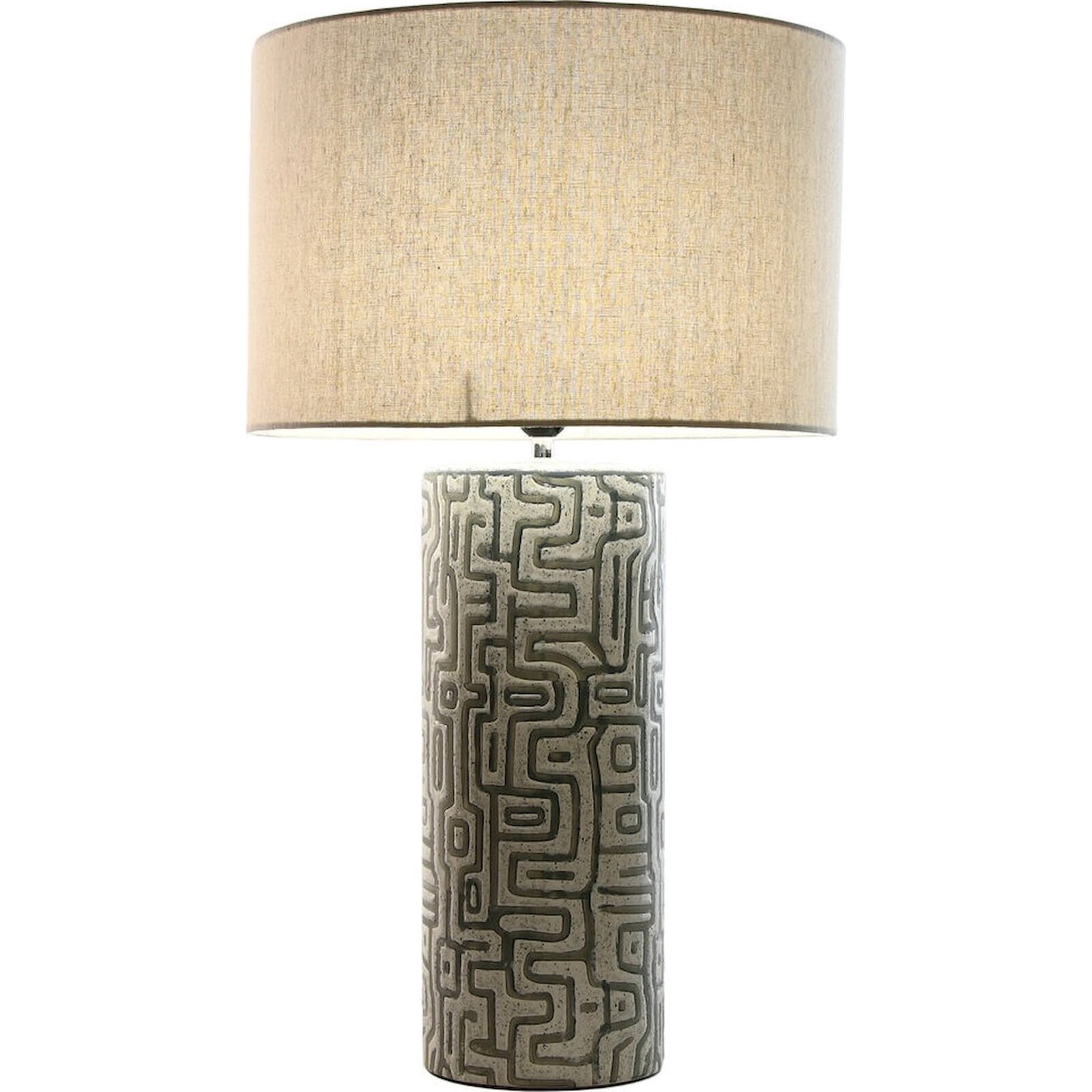 Lampe De Table Moderne En Céramique Blanche Et Abat Jour Lin - Blanc Céramique Et Lin Naturel