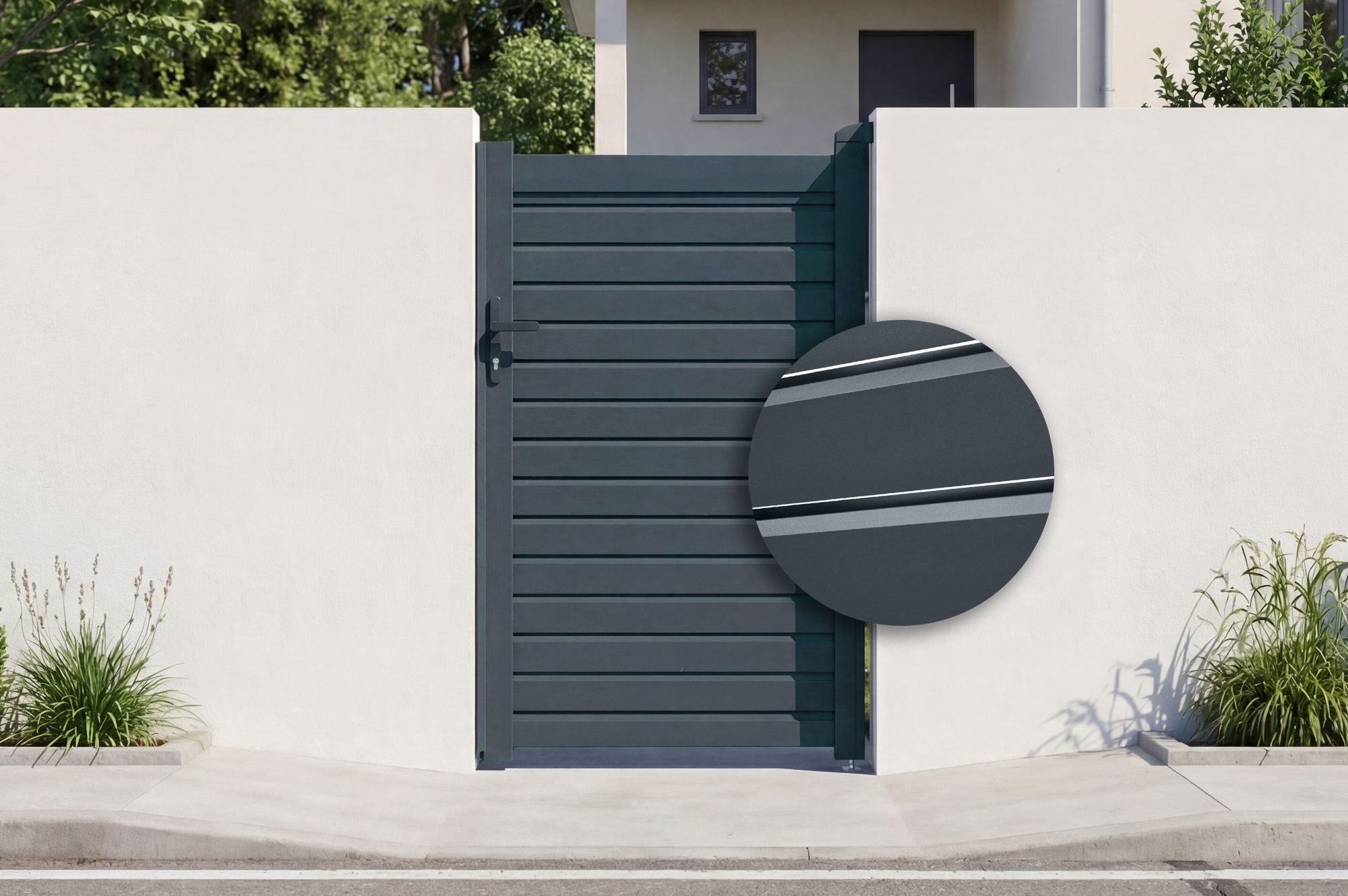 Portillon 1m Calancia H.160cm Lames Persiennes Aluminium Gris