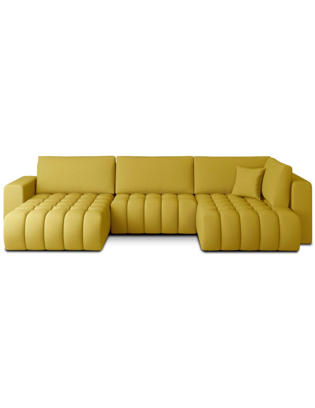 Canapé D'Angle Bonita Convertible 6 Places Jaune Tissu - Gauche - 350x175cm