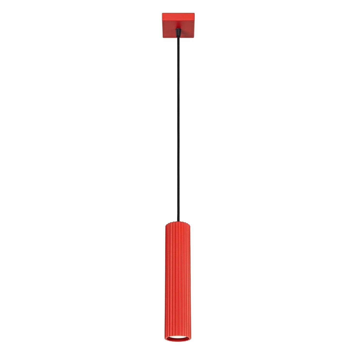 Suspension Moderne Tube Rainuré Rouge 1xgu10 10w Karbon Sollux Lighting