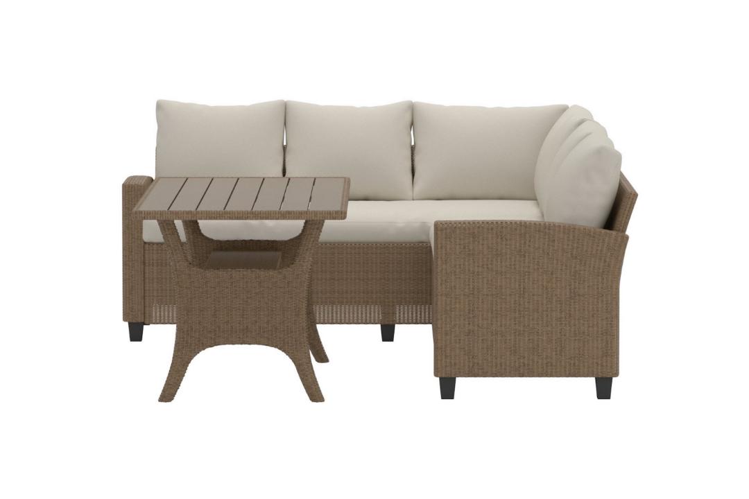Salon Repas D'angle De Jardin 6 Places "brentwood" 240cm Beige