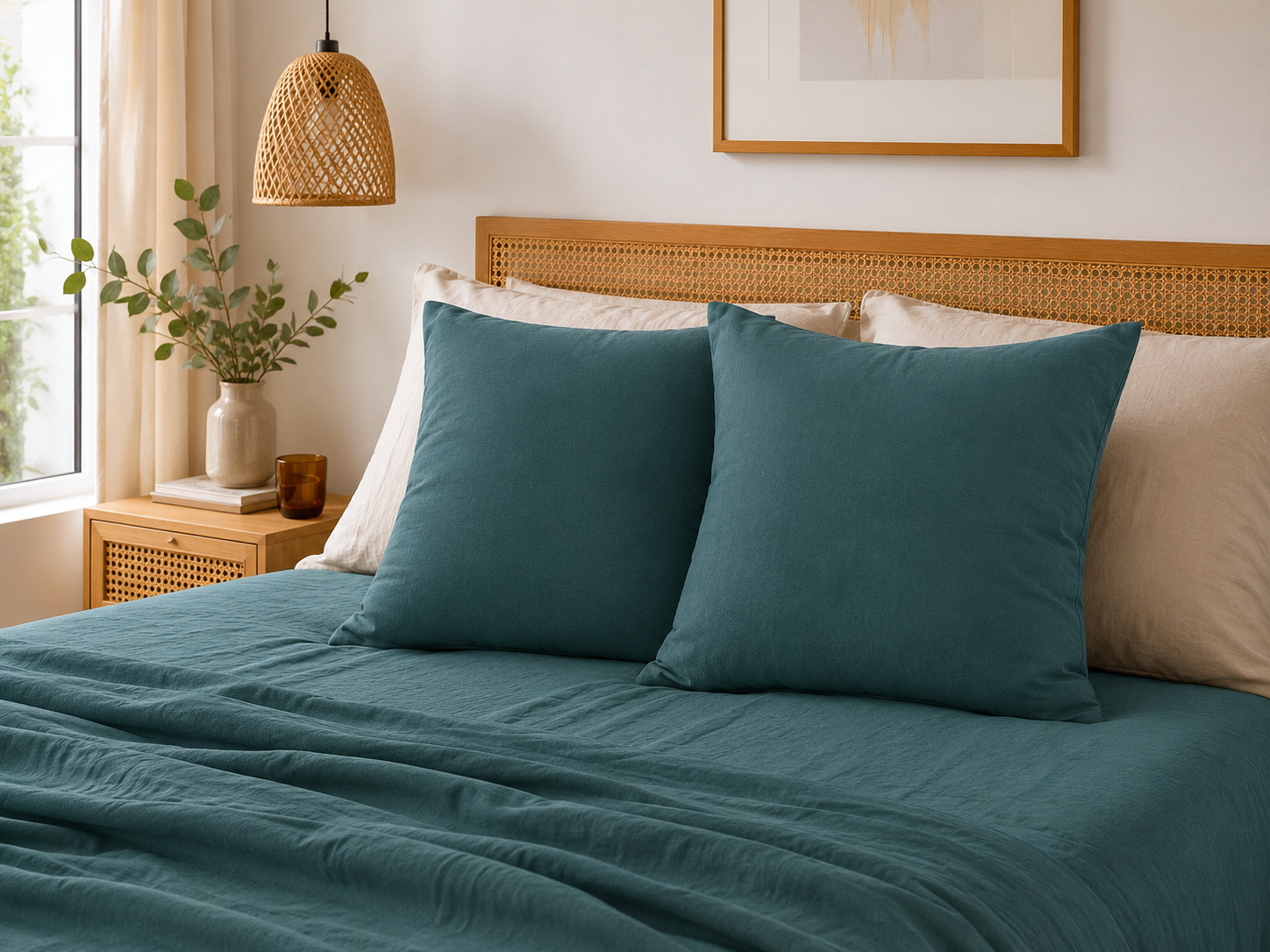 Lot De 2 Taies D'oreiller 60 X 60 Cm - Double Gaze De Coton - Gaïa Canard