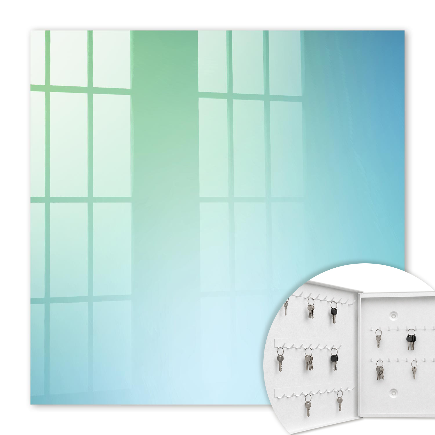 Armoire À Clés - (30 Cm X 30 Cm) - Boîte À Clés Murale - Coffret De Rangement Pour Clés - Couleur Blanche - Ouverture Vers La Gauche - Pour Maison Et Bureau - Dégradé Coloré