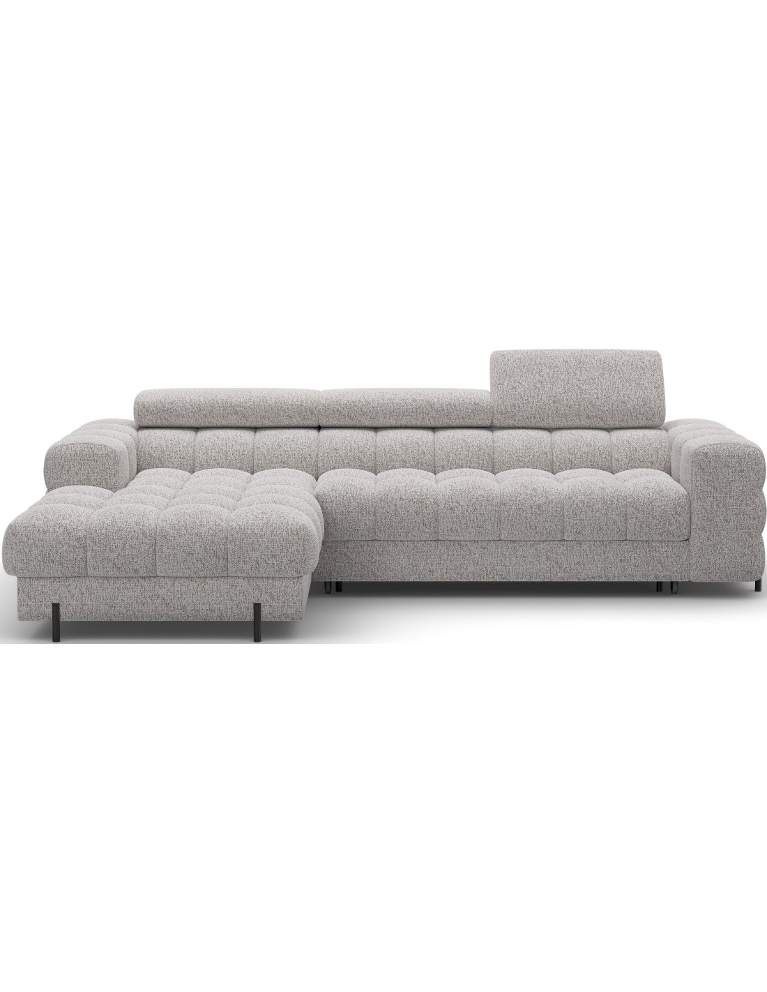 Canapé D'Angle Gauche Convertible Gris Chiné Élégance Moderne 285x99x181cm Filtro