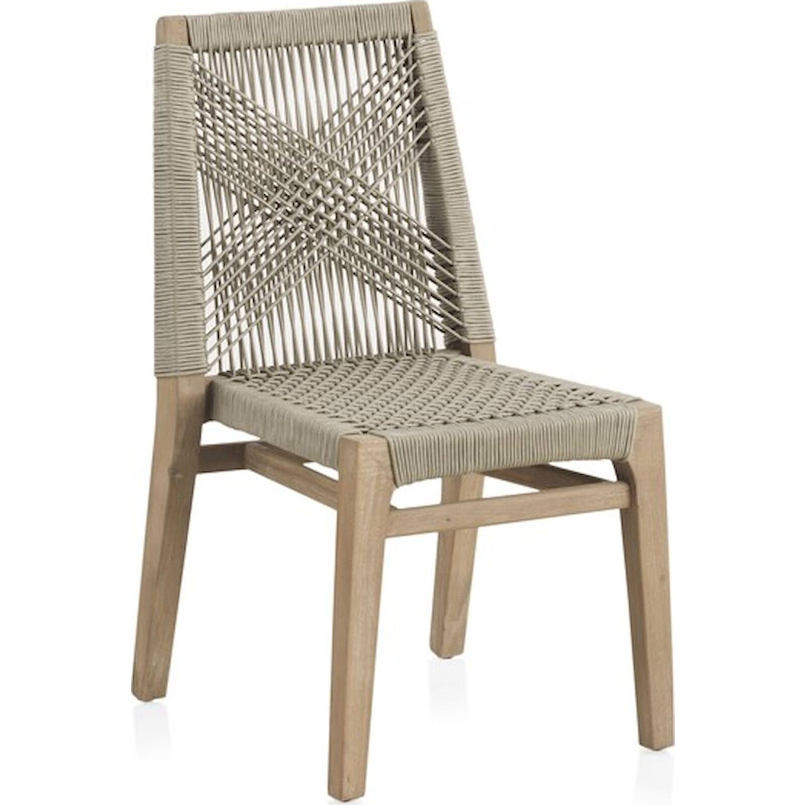 X4 Chaises En Bois D'Acacia Et Corde Naturelle Style Croci - Bois Naturel Et Corde Taupe