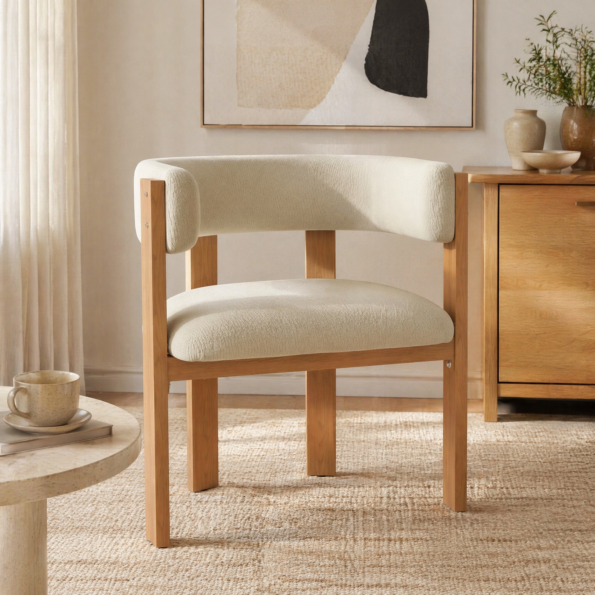 Lot De 2 Chaises De Salle À Manger Ergonomiques, Rembourrage Épais, Pieds En Métal Effet Bois, Beige