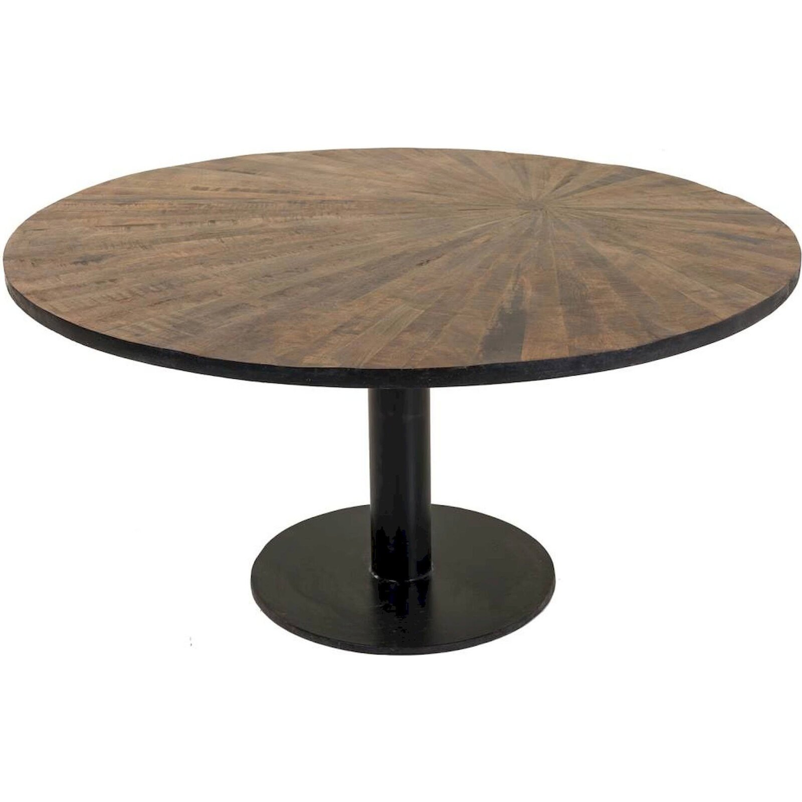 Table Basse Ronde En Bois Et Métal Style Contemporain Marron - Bois Naturel Marron Foncé Noir