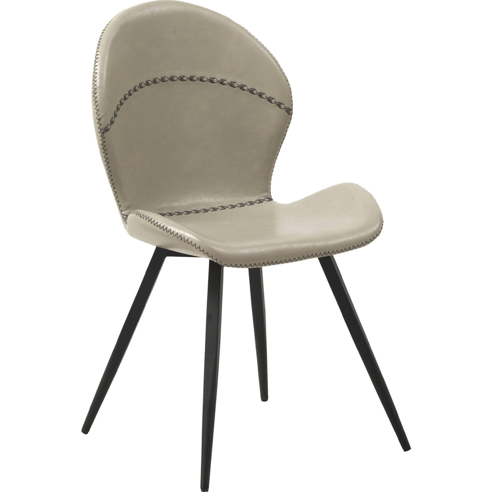 X4 Chaises Design Beige En Tissu Effet Cuir Pieds Métal Noir - Beige Effet Cuir Pieds Noirs