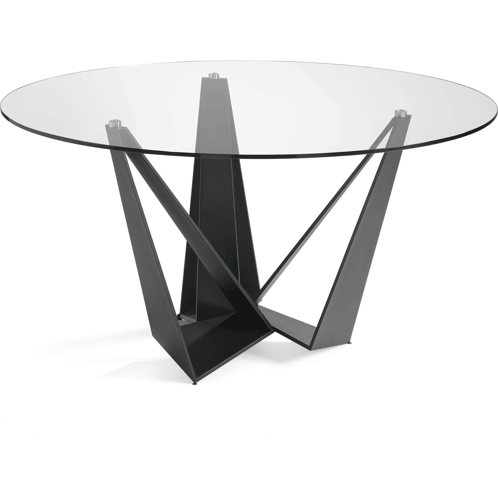 Table À Manger Base Acier Et Verre Trempé - Acier
