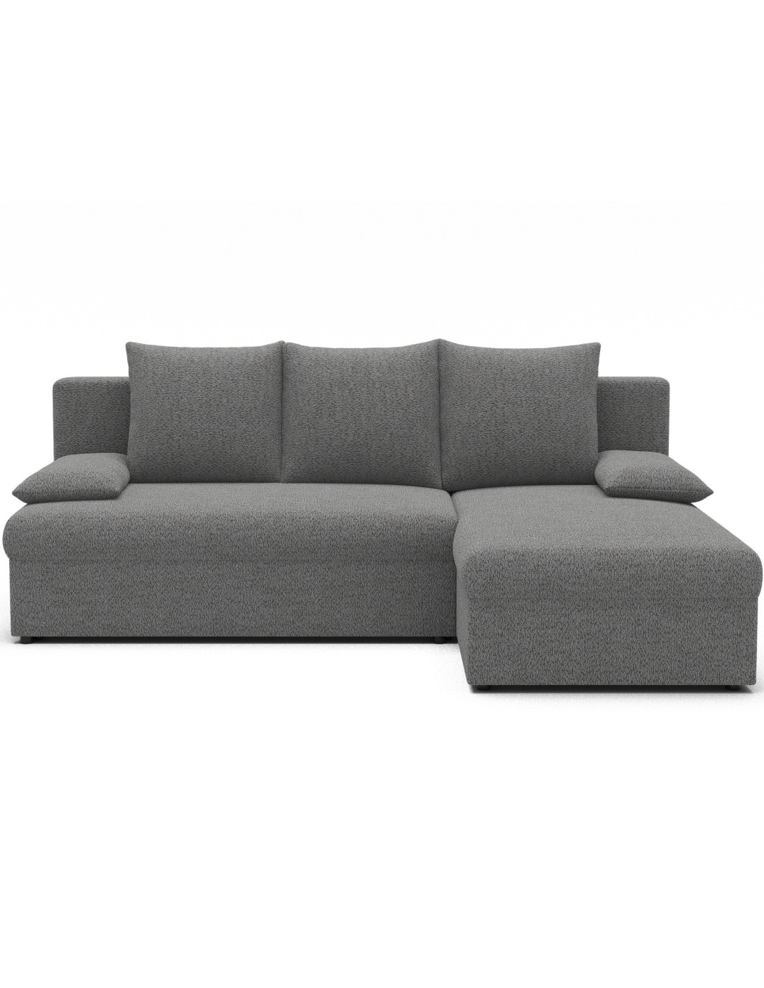 Canapé D'Angle Gris 3 Places Couchage D'Appoint 206x90x146cm Gina
