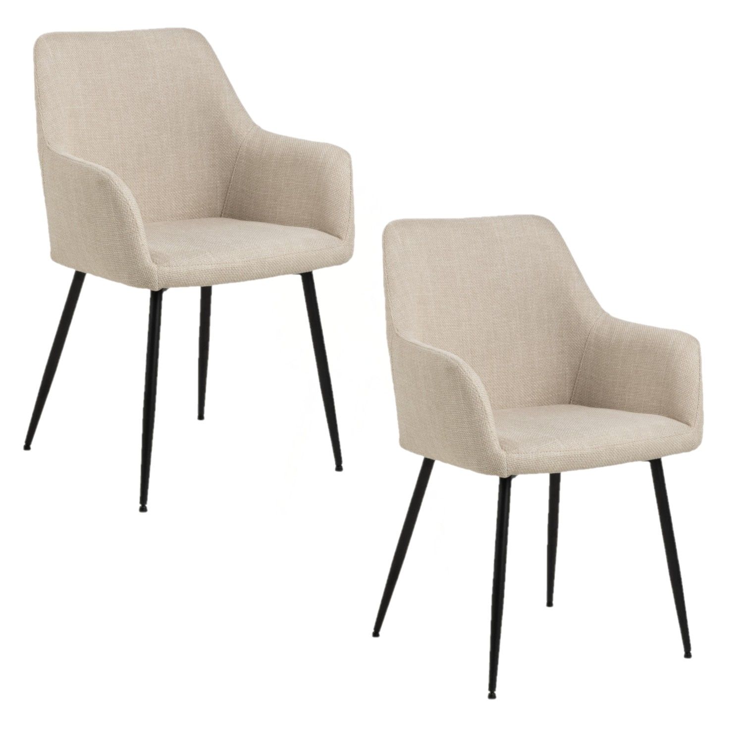 Lot De 2 Chaises Avec Accoudoirs En Tissu Et Acier Lizzy