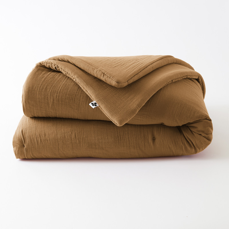 Edredon Ou Bout De Lit "gaïa" Toutes Dimensions "gaze De Coton" L'Effet Papillon - Gaia Camel - - Gaia Camel - 180 X 240 Cm