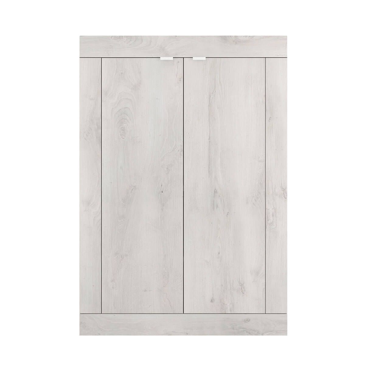Meuble D'Entrée 2 Portes 4 Étagères Aspect Bois Blanchi - Rovica