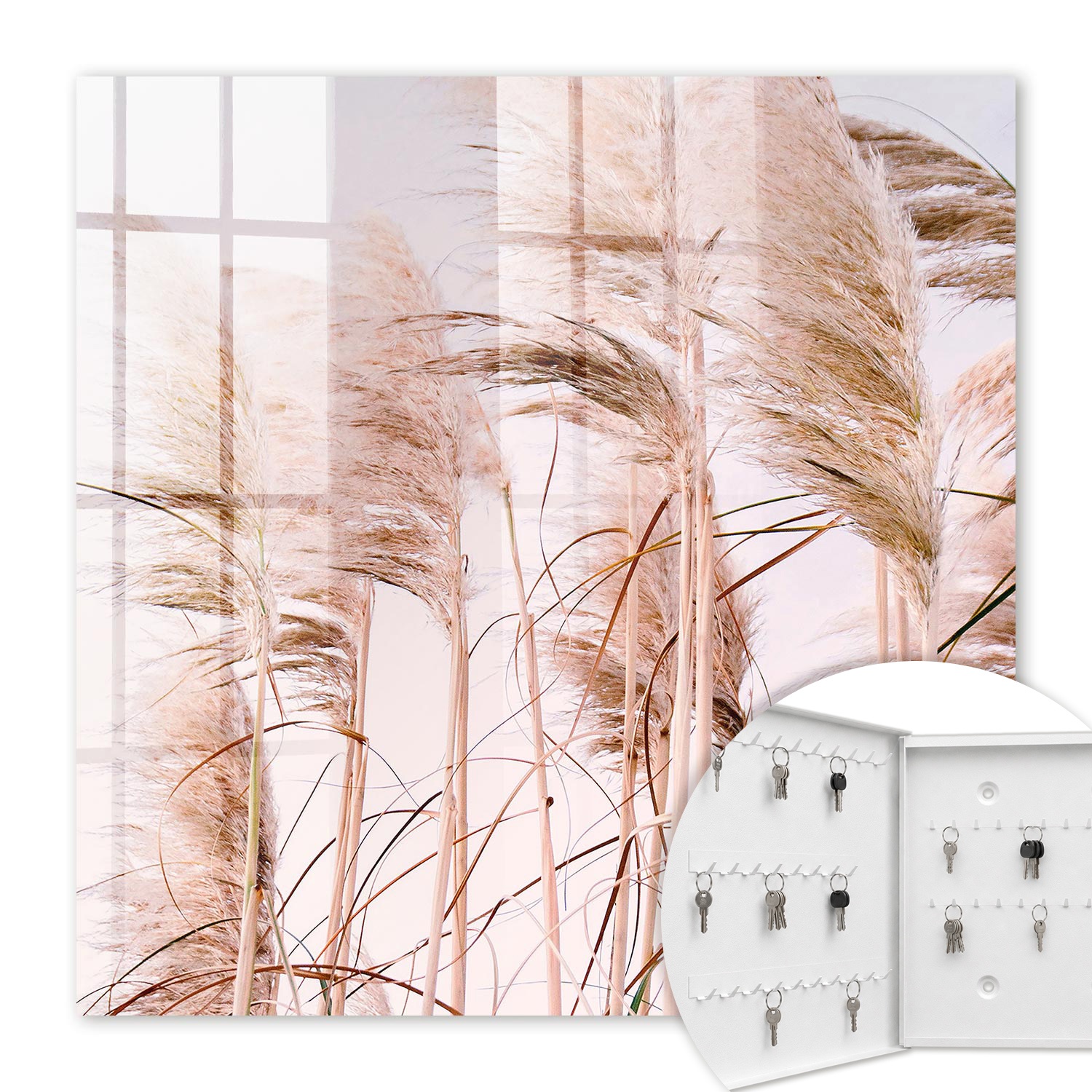 Armoire À Clés - (30 Cm X 30 Cm) - Boîte À Clés Murale - Coffret De Rangement Pour Clés - Couleur Blanche - Ouverture Vers La Gauche - Pour Maison Et Bureau - Nature Sensuelle