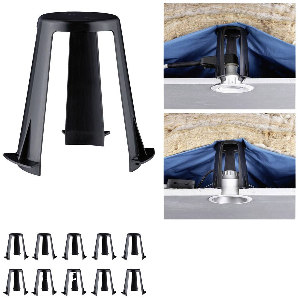 Accessoire Paulmann Pour Encastrement Noir 62-90 Mm Lot De 10