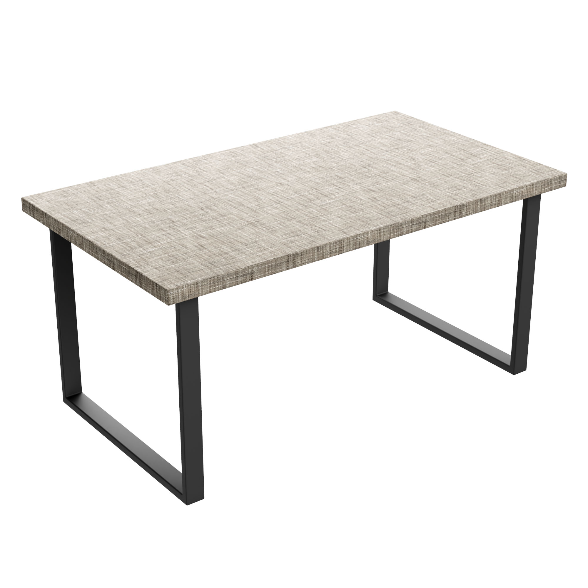 Table À Manger En Bois Et Métal Avec Pieds Carrés Noirs 160x90 Cm Gris Texturé
