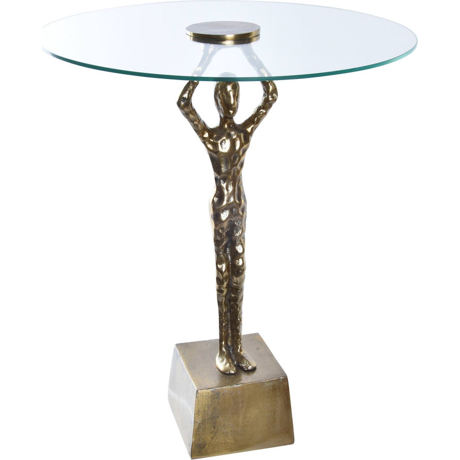 Table D'Appoint Chic Verre Et Aluminium Doré - Doré Vieilli Élégant En Aluminium