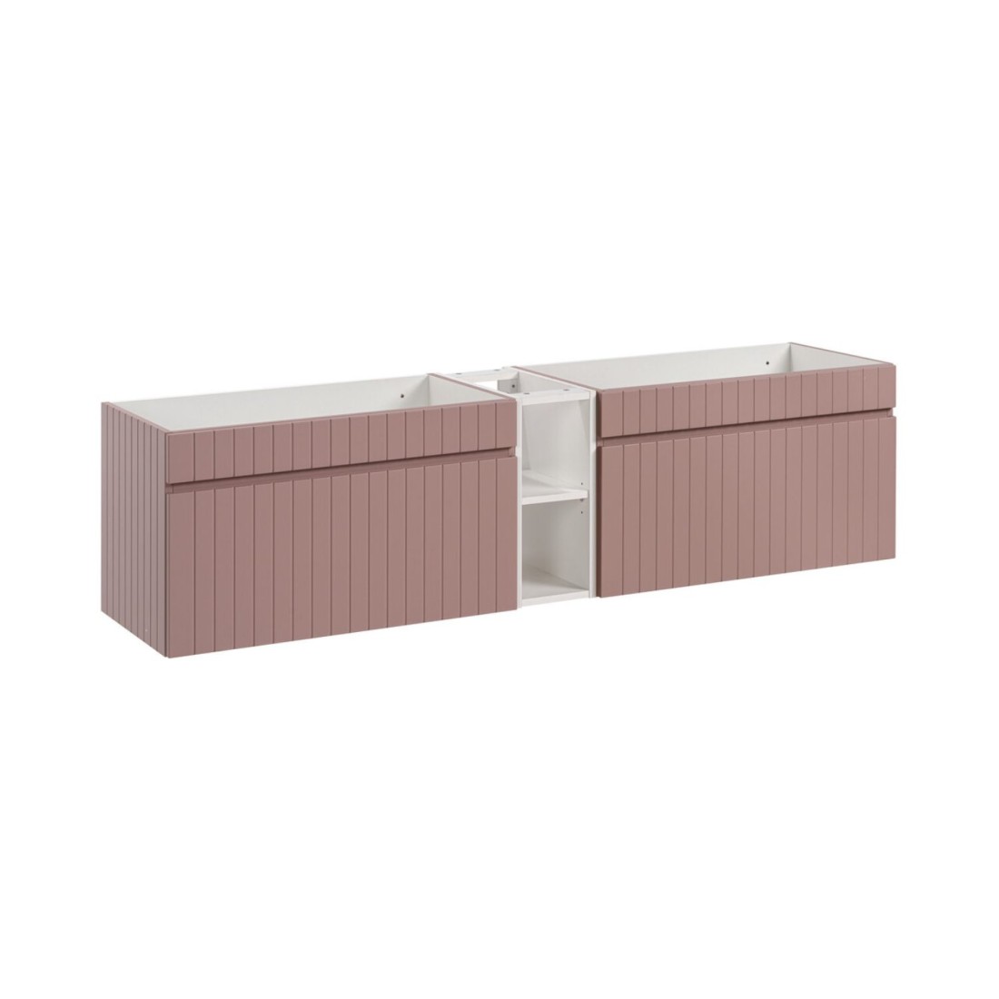Ensemble De Salle De Bain Icon: Meubles Sous Vasque 180cm Rose Poudré Avec Niches Visibles Blanche