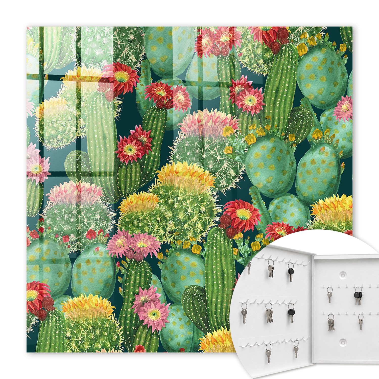 Armoire À Clés - (30 Cm X 30 Cm) - Boîte À Clés Murale - Coffret De Rangement Pour Clés - Couleur Blanche - Ouverture Vers La Gauche - Pour Maison Et Bureau - Jardin Coloré