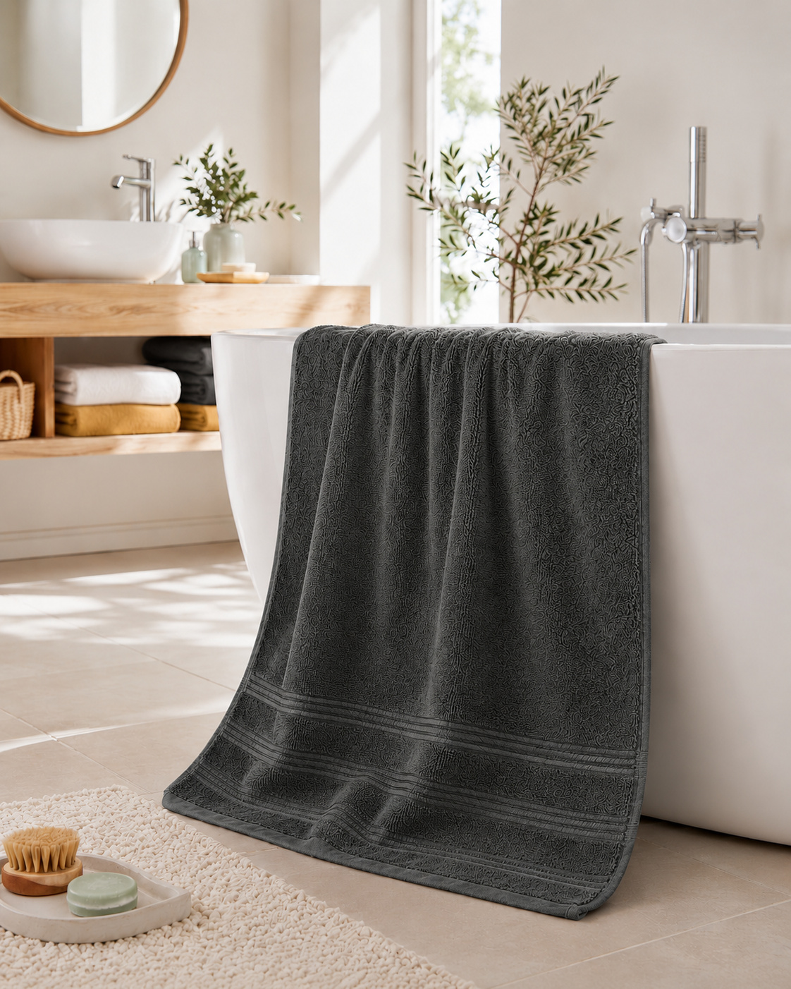 Drap De Douche Spa 70 X 140 Cm 100% Coton 400 Gr/m² - Ardoise