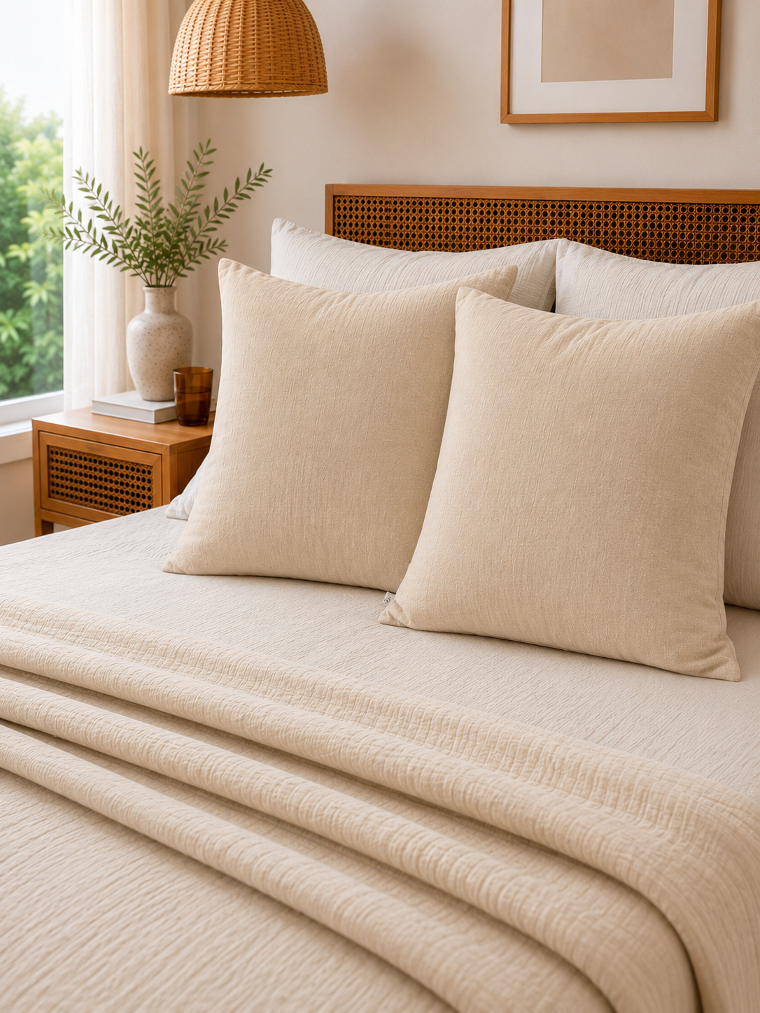 Lot De 2 Taies D'oreiller 60 X 60 Cm - Double Gaze De Coton - Gaïa Pampa