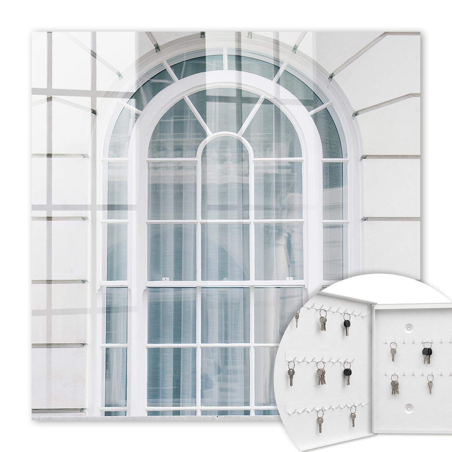 Armoire À Clés - (30 Cm X 30 Cm) - Boîte À Clés Murale - Coffret De Rangement Pour Clés - Couleur Blanche - Ouverture Vers La Gauche - Pour Maison Et Bureau - Élégance Classique
