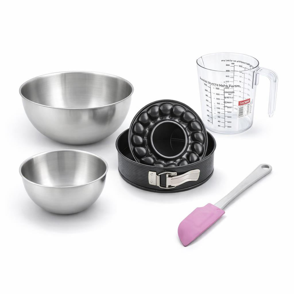 Set À Pâtisserie 1 Moule À Savarin Antiadhésif 2 Bols À Mixer 1 Verre Mesureur Et 1 Spatule Zenker Black Metallic