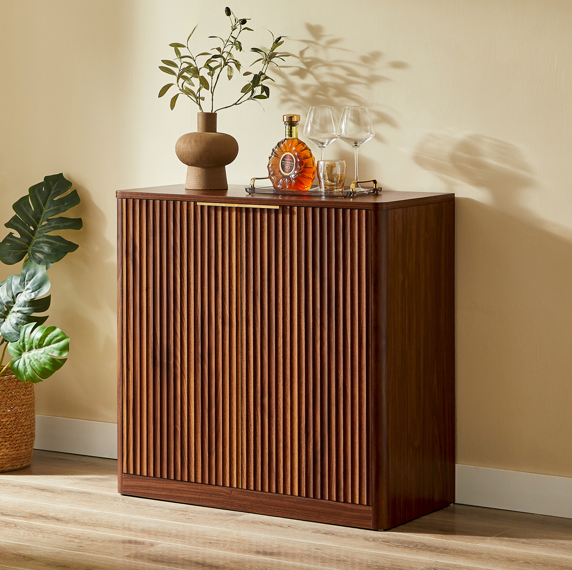 Redom - Buffet 80x40x80 Cm, Étagères Réglables Sur 3 Positions, Plateau Résistant À L'Eau Et Aux Rayures, Panneau De Particules Brun