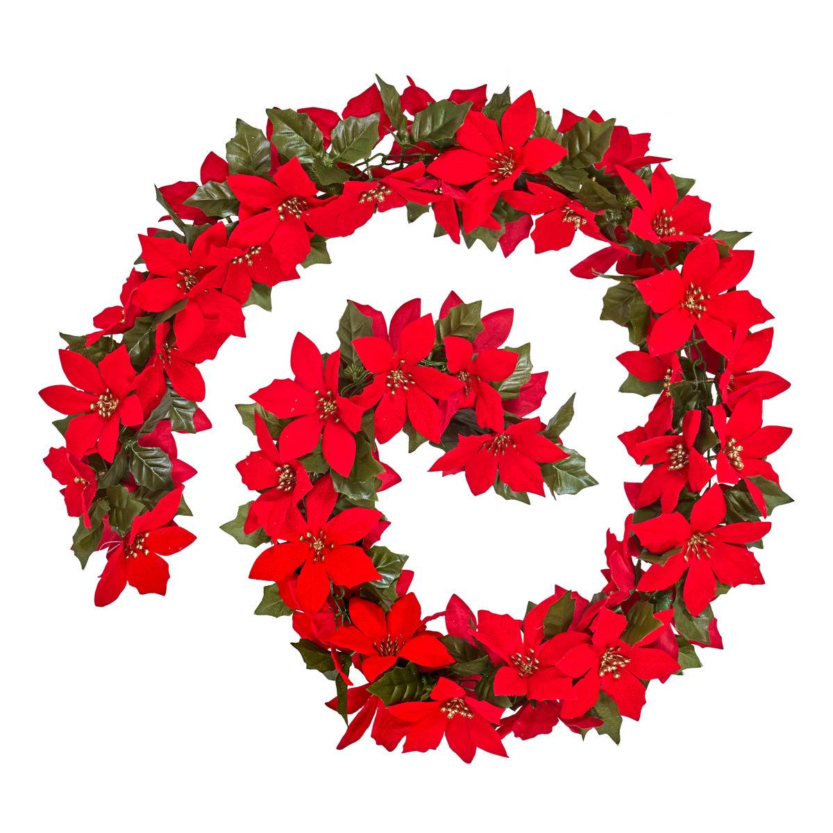 Guirlande De Noël En Plastique Motif Poinsettia 180 Cm - Feeric Lights & Christmas