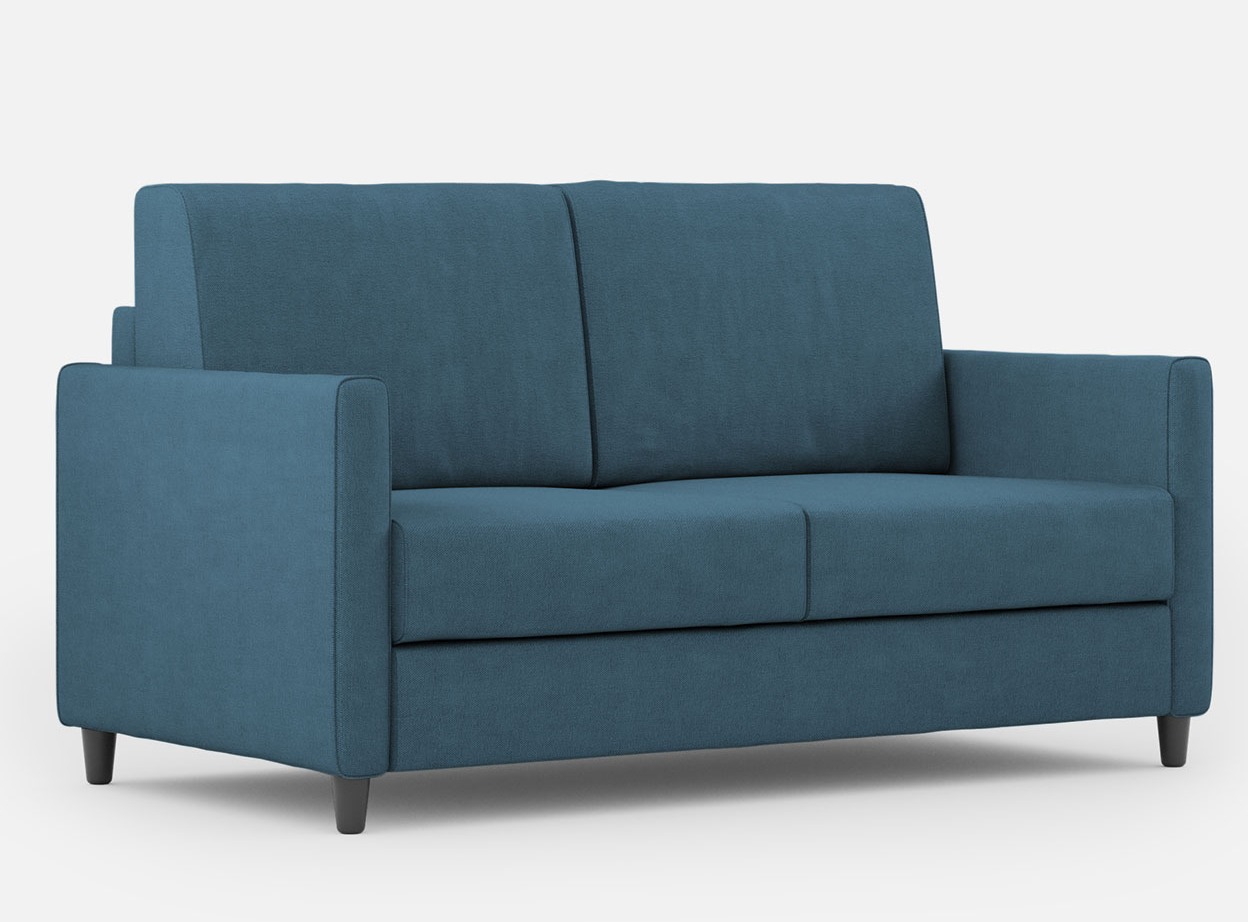 Canapé Droit Moderne Italien Tissu Bleu Korane - 3 Tailles 158 Cm-taille 158 Cm