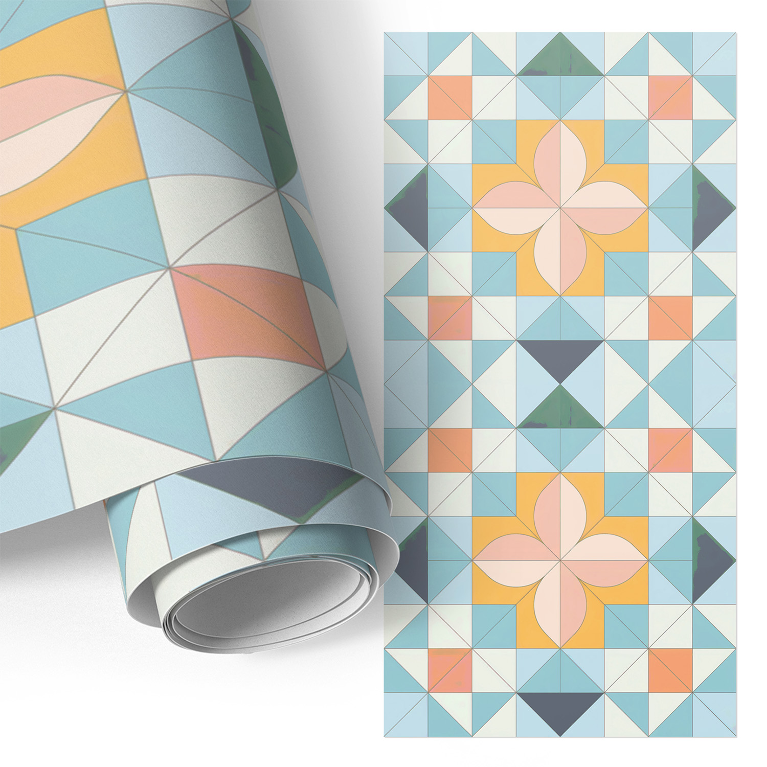 Film Adhesif Autocollant - Design Moderne - Imperméable - Pour Cuisine - Pour Plans De Travail Mosaïque Géométrique 50x100 Cm
