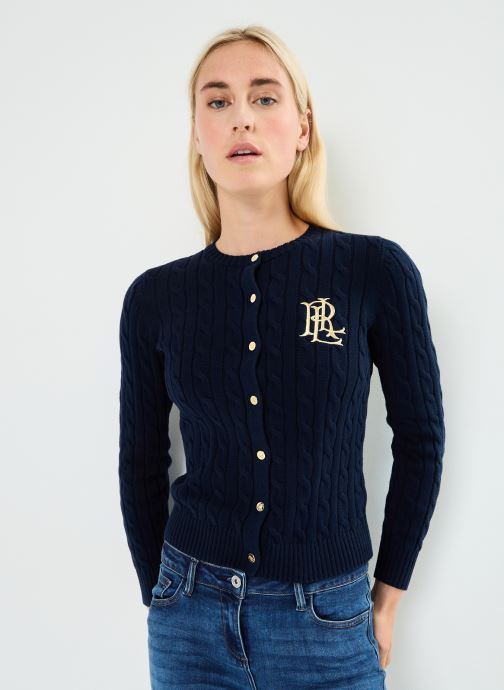 Lauren Ralph Lauren pour femme. 200932225002 Cardigan en tricot de coton tressé marine (S), Casuel