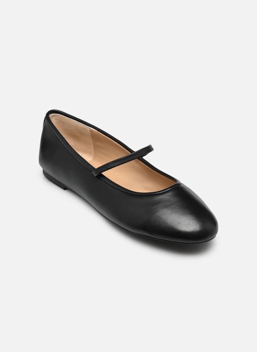 Lauren Ralph Lauren pour femme. 802977874001 Pantoufles Jayna en cuir nappa noir (38.5), Plat, Aucun, Casuel, Classique
