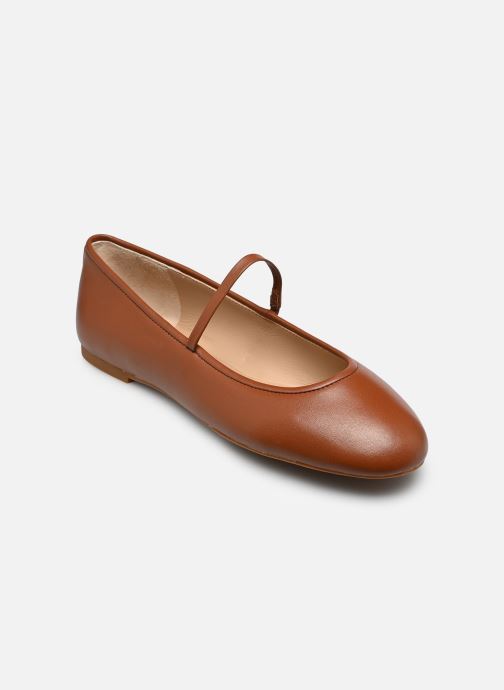 Lauren Ralph Lauren pour femme. 802977874002 Pantoufles Jayna en cuir nappa marron (37), Plat, Aucun, Boucle, Casuel, Classique