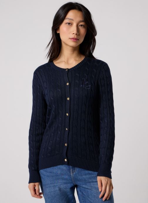 Lauren Ralph Lauren pour femme. 200P14040002 Cardigan en coton point torsadé marine (S), Casuel, Rayon
