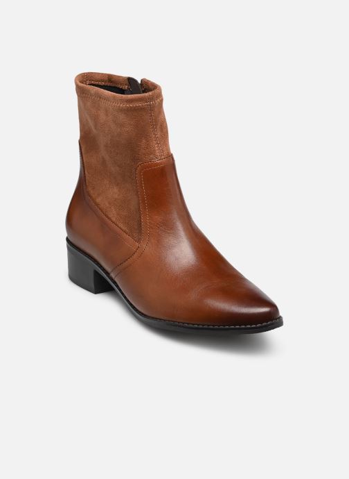 CAPRICE Bottine, marron, en Mélange de matériaux de cuir et textile avec Talon bloc, P.37
