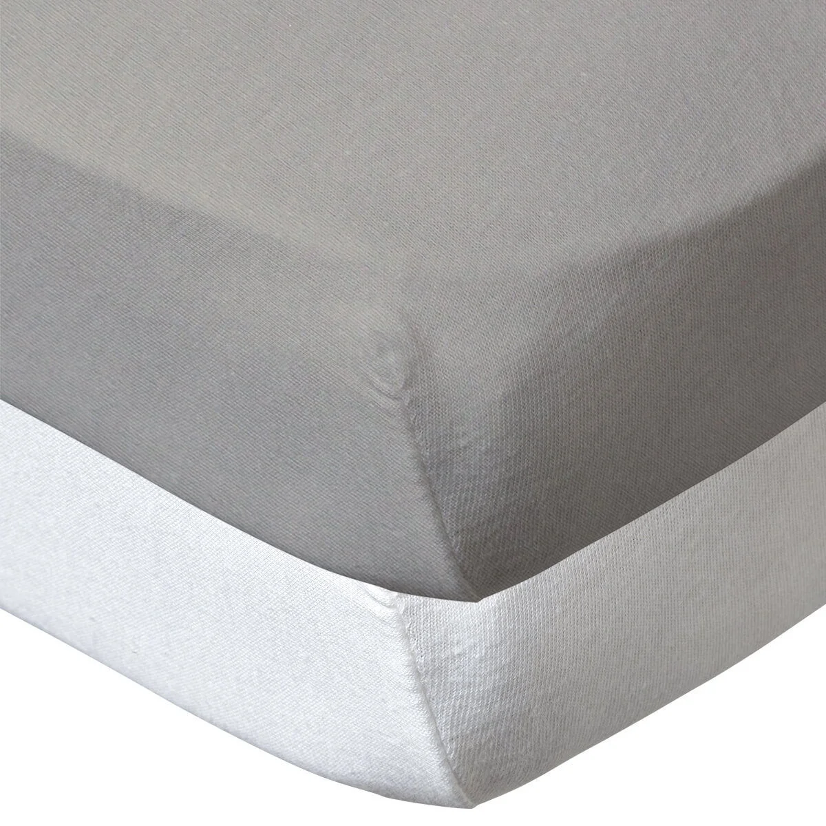 Babycalin 2 Draps Housse Bébé Blanc Taupe 70 X 140 Cm - Jersey - 130gr/m²