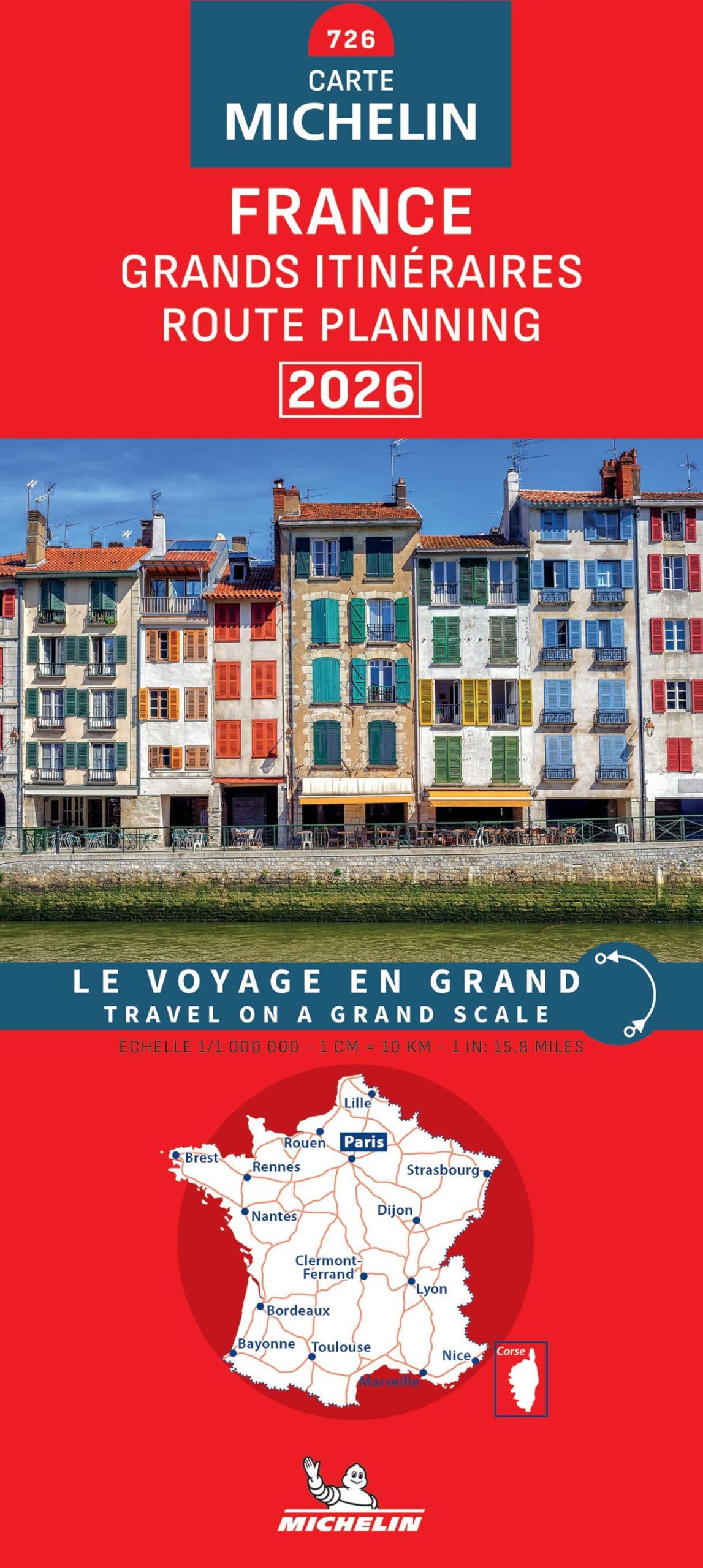 Carte Nationale France - Grands Itinéraires 2026 - 1/1 000 000 - Format 11.2 x 25.1 cm - Mise à jour 2026