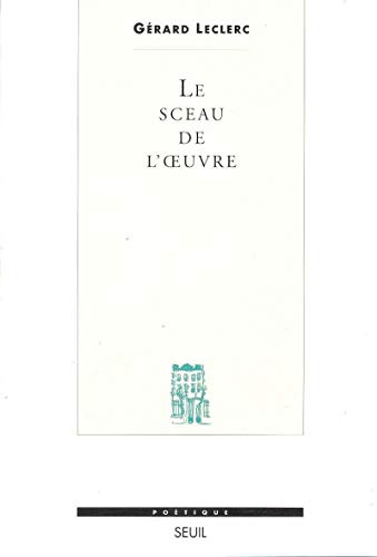 Revue poétique: le sceau de l'oeuvre